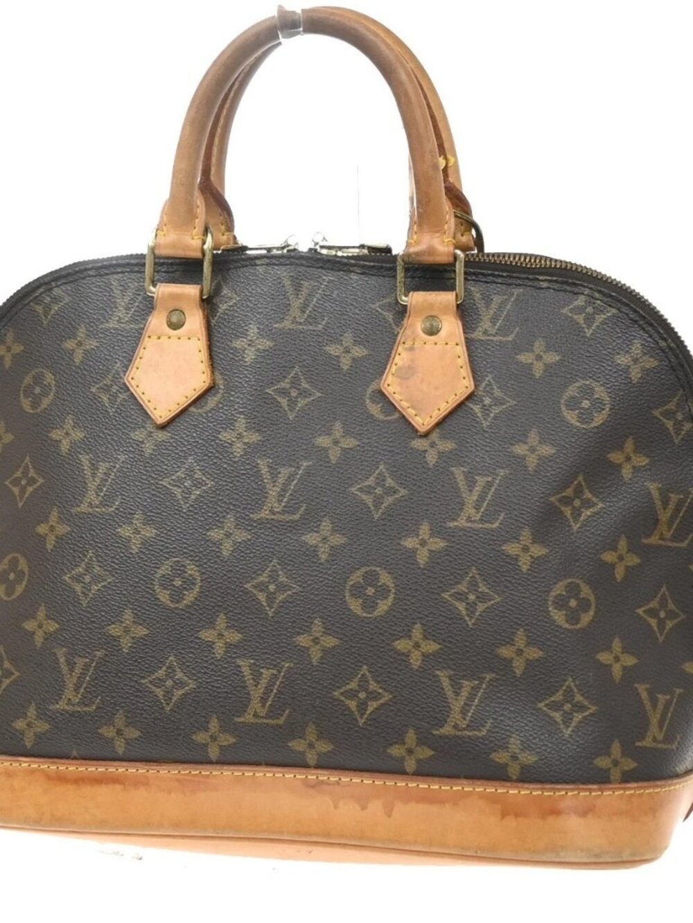 LOUIS VUITTON LV Logo Alma Hand Bag Monogram Leather Brown France M51130 87SA246